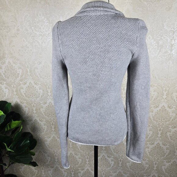 Anthropolgie MOTH Blakely Knit Blazer Size Small Gray White Trim 1 Button Close - Picture 7 of 15